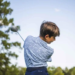 KJUS Boys' Golfer Polo S/S Blue Fog/White Hot