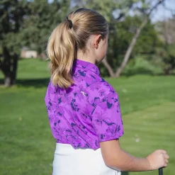 KJUS Girls' Printed Polo S/S Foxglove/Atlanta Blue Fashion