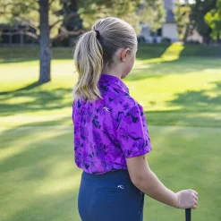 KJUS Girls' Printed Polo S/S Foxglove/Atlanta Blue Clearance