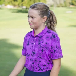 KJUS Girls' Printed Polo S/S Foxglove/Atlanta Blue Clearance