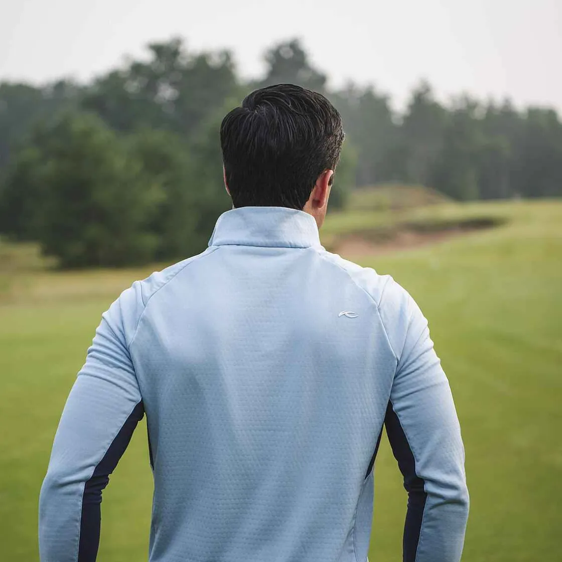 KJUS Men'S Hydraulic Midlayer Half-Zip Blue Fog/Atlanta Blue Store