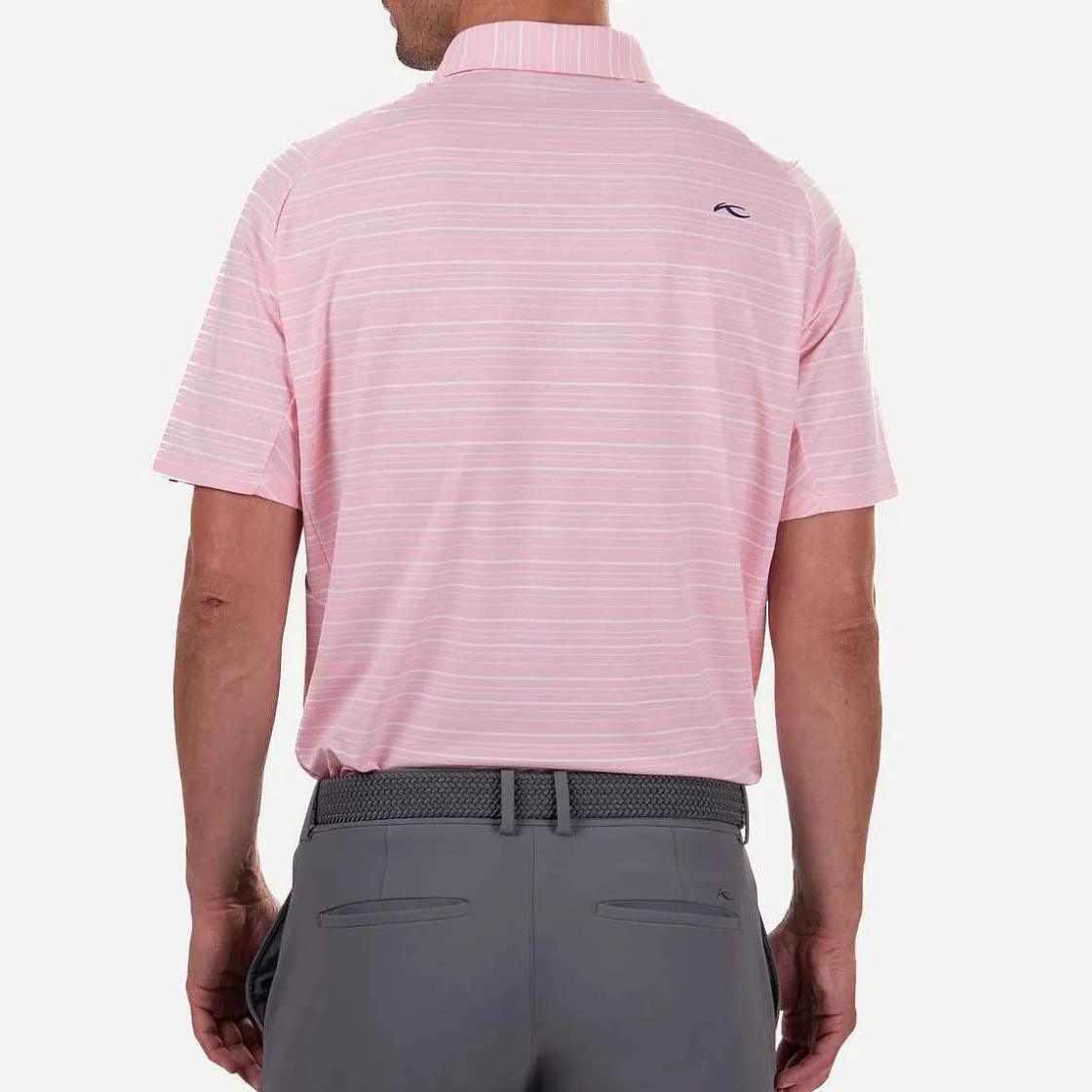 KJUS Men'S Soren Melange Stripe Polo S/S Pink Salt/White Outlet
