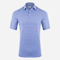 KJUS Men'S Soren Melange Stripe Polo S/S Bright Blue/Atlanta Blue Outlet