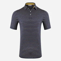 KJUS Men'S Soren Multi Stripe Polo S/S Iron/Atlanta Blue Flash Sale