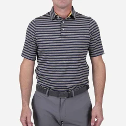 KJUS Men'S Soren Multi Stripe Polo S/S Iron/Atlanta Blue Flash Sale