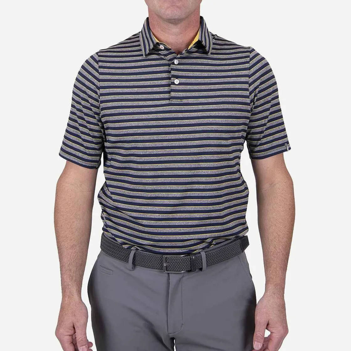 KJUS Men'S Soren Multi Stripe Polo S/S Iron/Atlanta Blue Flash Sale