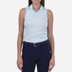 KJUS Women'S Bailey V-Neck Polo S/L Icy Blue Fashion