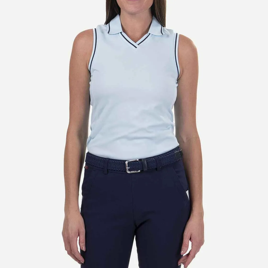 KJUS Women'S Bailey V-Neck Polo S/L Icy Blue Fashion
