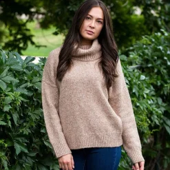 KJUS Women'S Cowl Neck Sweater Oxford Tan Melange New