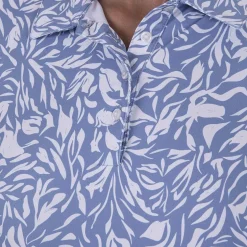 KJUS Women'S Enya Printed Polo S/S Calm Blue/White Flash Sale